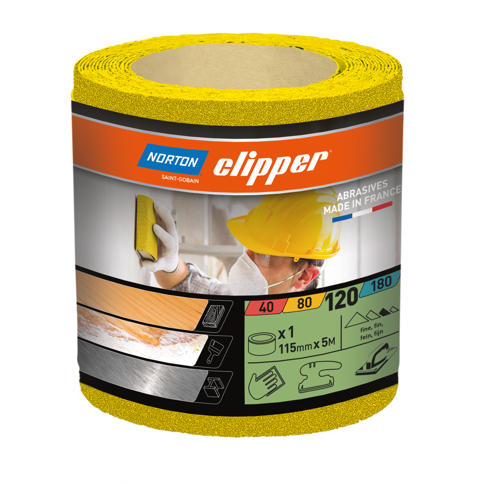 Norton Clipper Gelbe Schleifpapierrolle 115x50mm P120