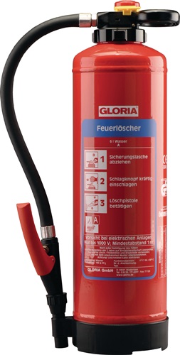 Wasserfeuerlöscher 6 kg aufladb.Brandkl.34 A m.Wandh.