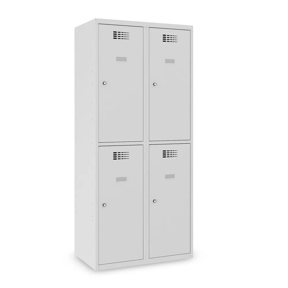 Steinbock® Kleiderspind, bodenstehend, 2-stöckig, 4 Fächer, Zylinderschloss