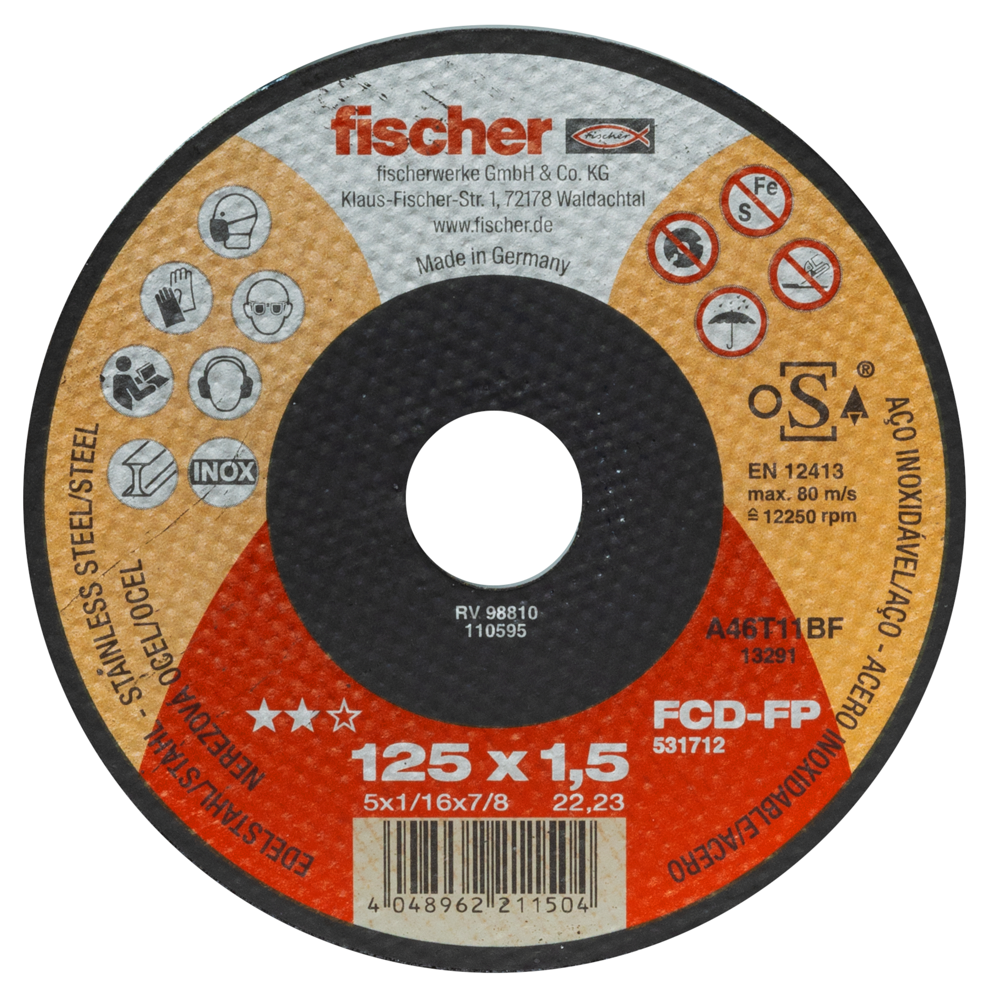 fischer Trennscheibe FCD-FP 125 x 1,5 x 22,23 Inox