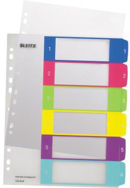 Leitz Register WOW 12420000 DIN A4 1-6 volle Höhe PP farbig