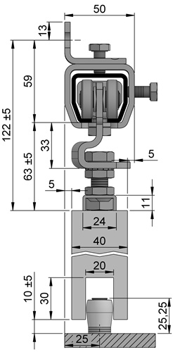 Erweiterungsset Schiebetorgarnitur SP300W001 blau verz.L.2000mm