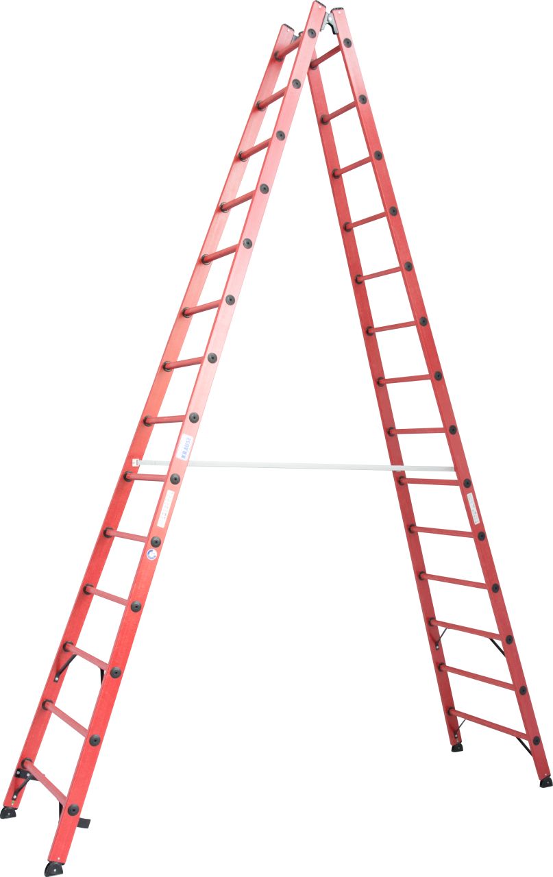 Krause STABILO Vollkunststoff-Sprossen-DoppelLeiter 2x14 Sprossen