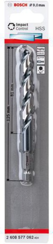 Bosch Spiralbohrer Arbeits-L.81mm D.9mm L.125mm HSS Schaft-D.6,35mm