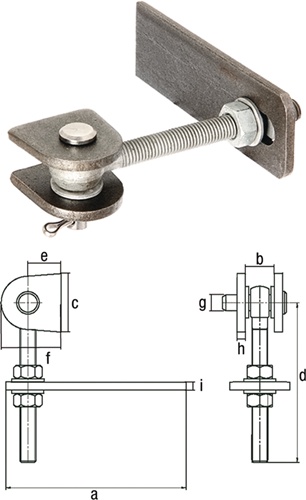 Verstellbares Torband Stahl roh Beutel GAH