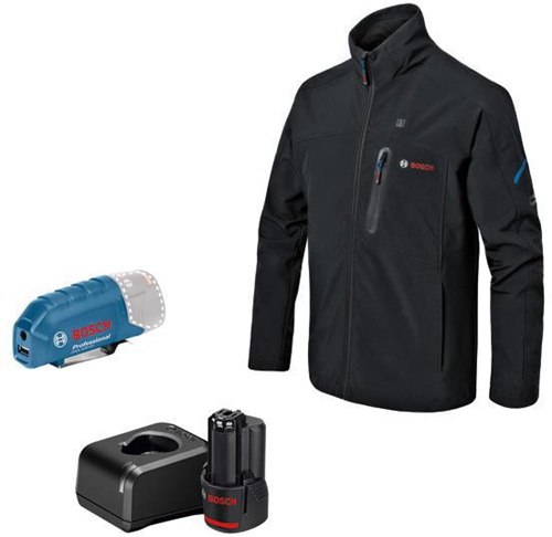 Bosch Jacke GHJ 12+18V XA Akku-Spannung 12V Gr.2XL schwarz m.Akku/Ladegerät