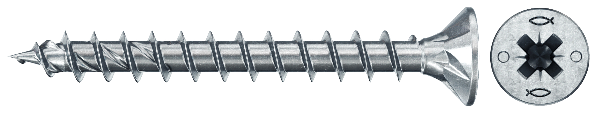 fischer PowerFast FPF II CZF 4,5 x 30 BC 100 Senkkopf mit Kreuzschlitz PZ Vollgewinde galvanisch verzinkt, blau passiviert