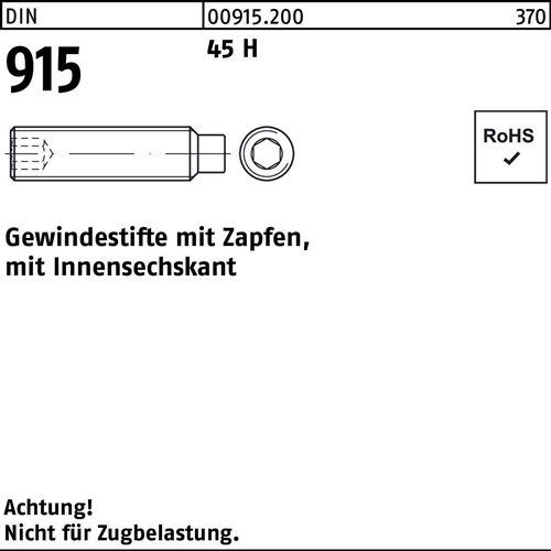 Gewindestift DIN 915 Zapfen/Innen-6kt M16x 50 45 H 50 Stück