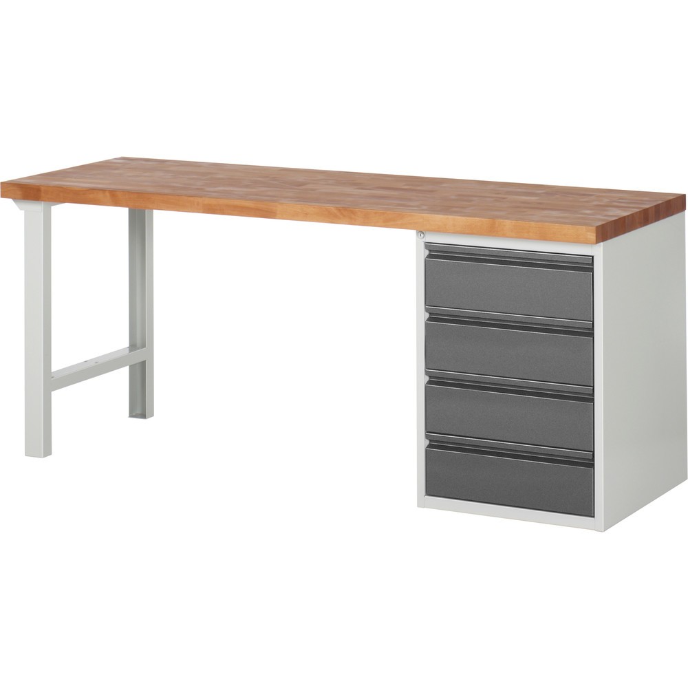 Steinbock® Werkbank, mit 4 Schubladen, HxBxT 840 x 2.000 x 700 mm, RAL 7035/7016