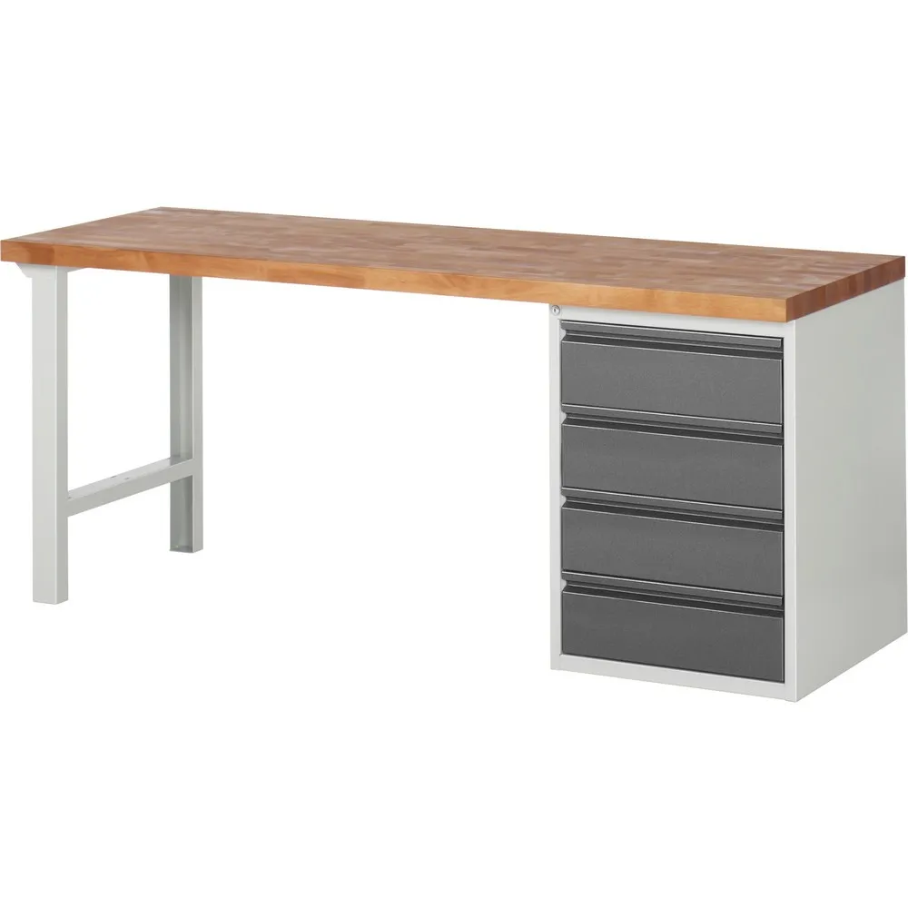 Steinbock® Werkbank, mit 4 Schubladen, HxBxT 840 x 2.000 x 700 mm, RAL 7035/7016
