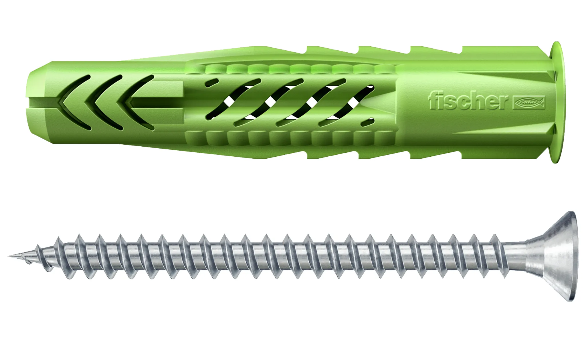 fischer Universaldübel UX Green 6 x 35 R S mit Rand und Edelstahlschraube A2