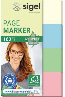 SIGEL Haftmarker Recycle HN604 20x50mm farbig sortiert 4 St./Pack.