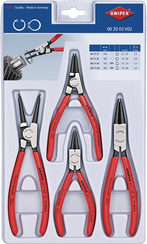 Sicherungsringzangensatz 4-tlg.stabile Kunststoffverpackung 10-60mm KNIPEX