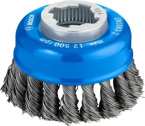 Bosch Topfbürste PRO Metal heavy D.75mm Drahtst.0,5mm gezopft Stahldraht X-LOCK