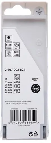 Bosch Spiralbohrer-Set PoinTeQ DIN338 5tlg.D.2-6mm Arbeits-L24/33/43/52/57mm HSS
