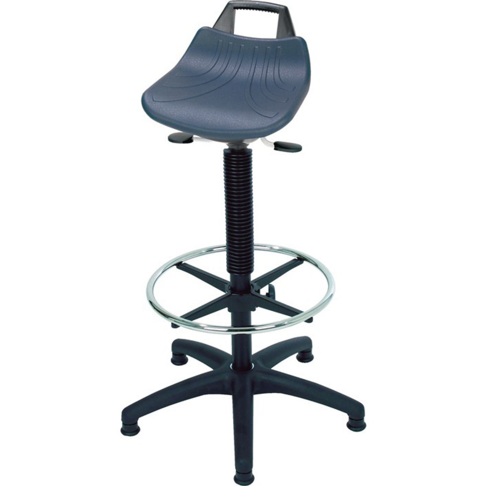 HEMMDAL Hocker Premium, PU-Sitz, Sitzhöhe 610-870 mm, Bodengleiter, Fußring