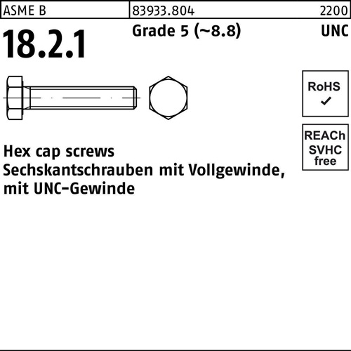Sechskantschraube R 83933 UNC-Gewinde VG 1 1/2x 2 1/2 Grade 5 (~8.8) 1 Stück