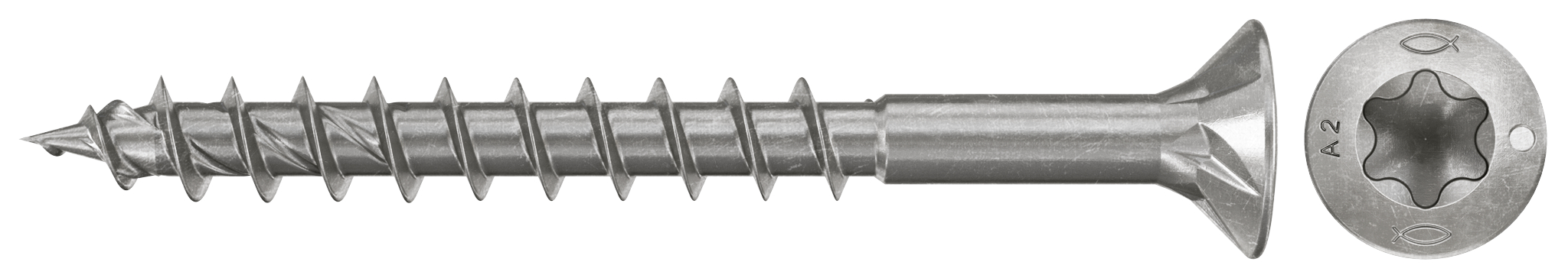 fischer Spanplattenschraube PowerFast FPF II CTP 3,5 x 40 A2 200, Senkkopf, Innenstern TX, Teilgewinde, Edelstahl A2