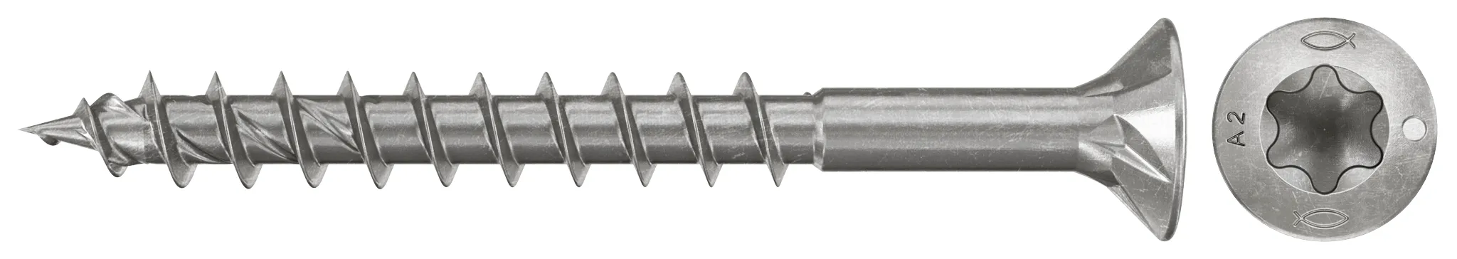 fischer Spanplattenschraube PowerFast FPF II CTP 3,5 x 40 A2 200, Senkkopf, Innenstern TX, Teilgewinde, Edelstahl A2