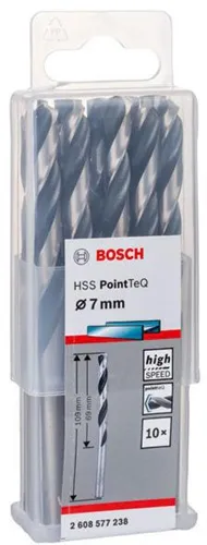 Bosch Metallspiralbohrer PointTeQ DIN388 Arbeits-L.69mm D.7mm Typ N 10St.