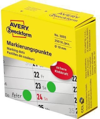 Avery Zweckform Markierungspunkt 3855 19mm grün 250 St./Pack.