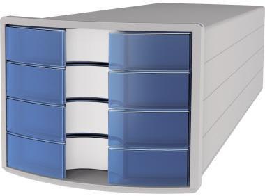 HAN Schubladenbox IMPULS 1012-64 DIN A4/C4 4Fächer geschl. l.gr/t.bl