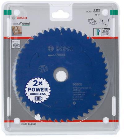Bosch Kreissägeblatt Expert for Wood D.190mm Bohrung 30mm 48Zähne WZ 
