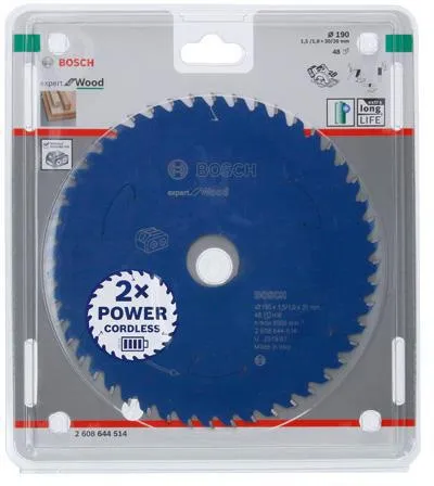 Bosch Kreissägeblatt Expert for Wood D.190mm Bohrung 30mm 48Zähne WZ