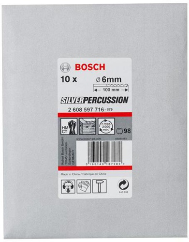 Bosch Betonbohrer Silver Percussion CYL-3 D.6mm L.100mm Schaft-D.5,5mm 10St.