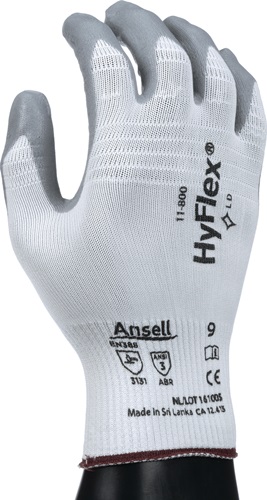 Handschuhe HyFlex 11-800 Gr.8 weiß/grau EN 388 PSA II Nyl.m.Nitrilschaum ANSELL