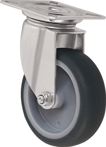 Lenkrolle D.50mm grau Trgf.50kg m.Platte TW