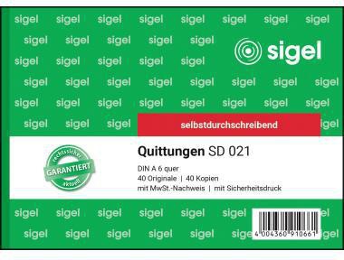 SIGEL Quittung SD021 DIN A6 quer selbstdurchschreibend 2x40Blatt
