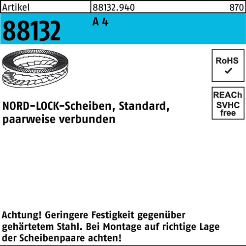 Unterlegscheibe R 88132 geklebt NL 4 SS A 4 200 Stück NORD-LOCK