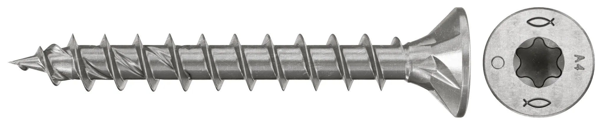 fischer Spanplattenschraube PowerFast FPF II CTF 4,5 x 30 A4 200, Senkkopf, Innenstern TX, Vollgewinde, Edelstahl A4