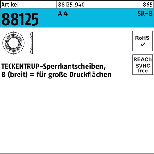 Sperrkantscheibe R 88125 B 10x27,25x2,4 A 4 500 Stück TECKENTRUP