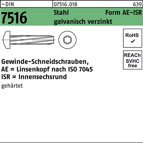 Gewindeschneidschraube DIN 7516 LIKO ISR AE M5x12-T25 Stahl galv.verz. 1000St.