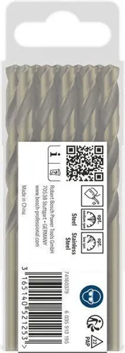 Bosch Metallbohrer PRO Stainless Steel Arbeits-L.63mm D.6,5mm L.101mm 10St.