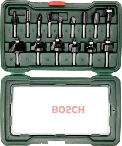 Bosch Fräser-Set HM 15tlg. Schaft-D. 1/4Zoll G.0,8kg