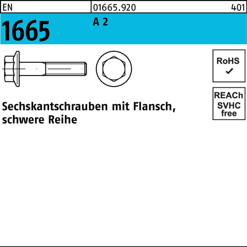 Sechskantschraube EN 1665 Flansch M10x 45 A 2 100 Stück