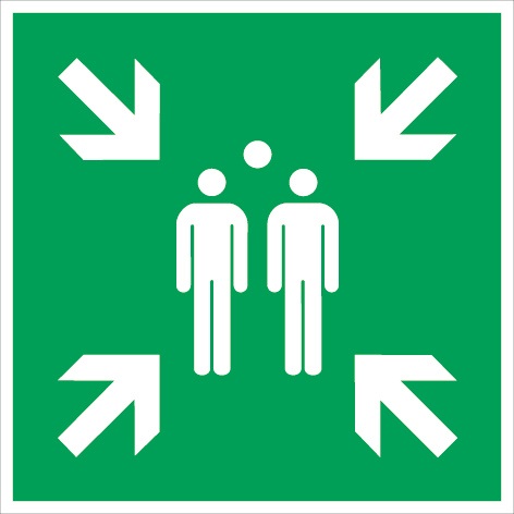 Rettungszeichen ASR A1.3/DIN EN ISO 7010 L400xB400mm Sammelstelle Alu.