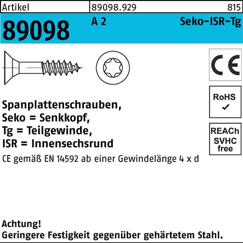 Spanplattenschraube R 89098 SEKO ISR TG 4x 40-T20 A 2 200 Stück