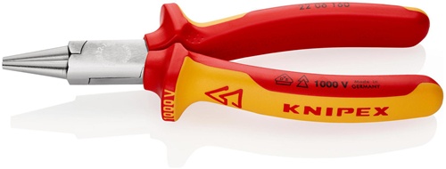 Rundzange L.160mm Zange verchr.VDE Mehrkomp.-Hüllen KNIPEX