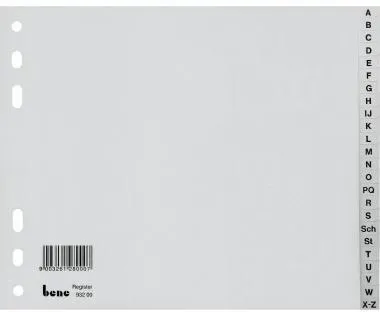Bene Register A-Z 93220 DIN A4 halbe Höhe PP 20teilig
