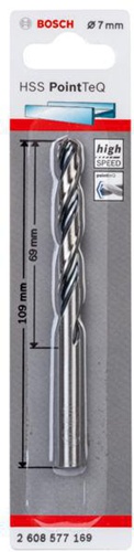 Bosch Metallspiralbohrer PointTeQ DIN388 Arbeits-L.69mm D.7mm Typ N