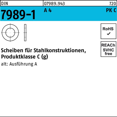 Unterlegscheibe DIN 7989-1 10/11x 20x8 A 4 100 Stück