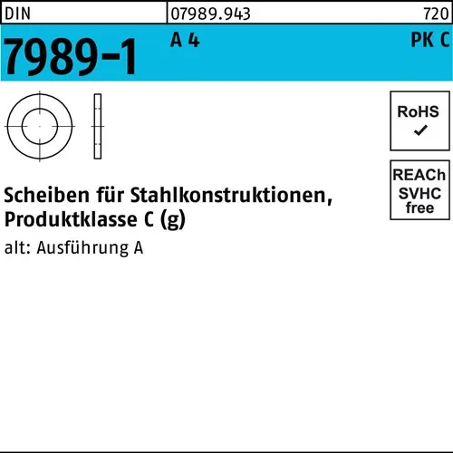 Unterlegscheibe DIN 7989-1 20/22x 37x8 A 4 50 Stück