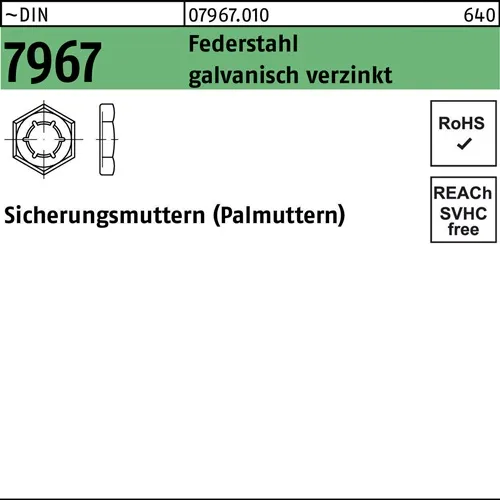 Sicherungsmutter DIN 7967 M8 Federstahl galv.verz. 100 Stück