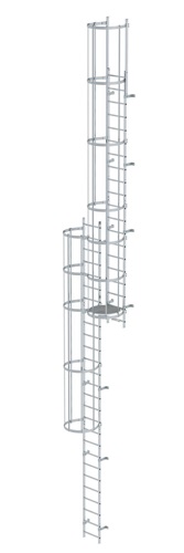 MUNK Mehrzügige Steigleiter mit Rückenschutz (Notleiter) Aluminium blank 12,12m 