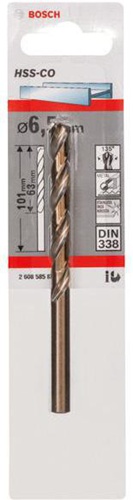 Bosch Metallbohrer HSS-Co DIN338 Arbeits-L.63mm D.6,5mm L.101mm