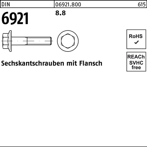 Sechskantschraube DIN 6921 Flansch M6x 12 8.8 500 Stück